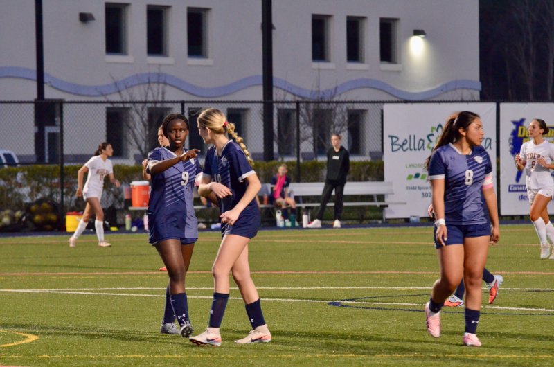 Sussex Academy senior Debora Williams directs the offense on a set piece during the 0-0 draw with Caesar Rodney in a replay of last year’s Henlopen Conference Championship. AARON R. MUSHRUSH PHOTOS