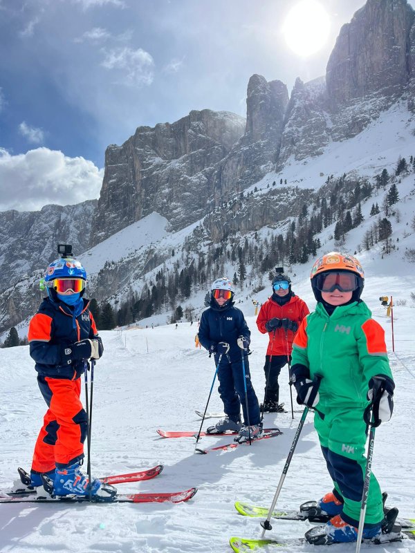 Jamin Hudson and his sons Henry, Leo and Alexander explore and ski in the Dolomite Mountains.