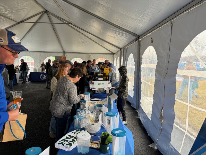 Patrons look over the rows of items available during the raffle giveaway at 302 Day.