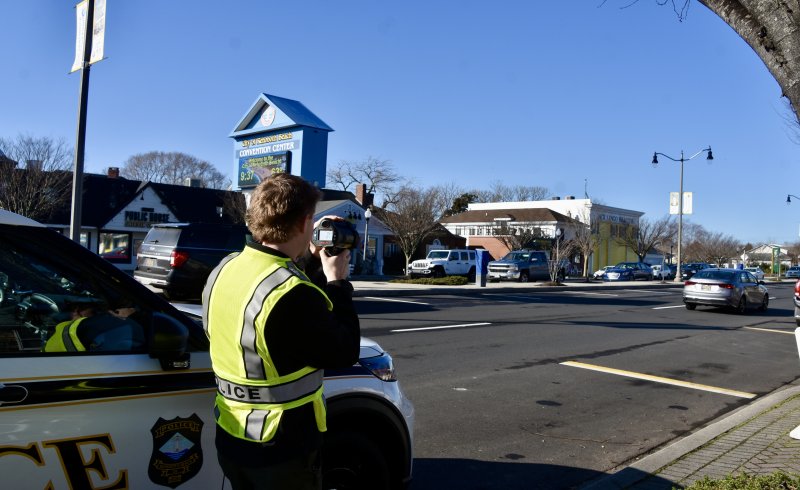 Dale Edwards practices using the LiDAR detector to prevent drivers of Rehoboth Beach from speeding.