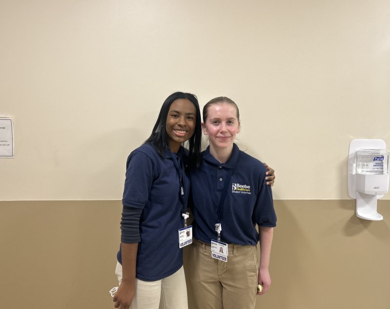 Seniors (l-r) Morgan Bellamy Hicks and Samantha Mayer are two of the 25 Cape students working at Beebe Healthcare this academic year.