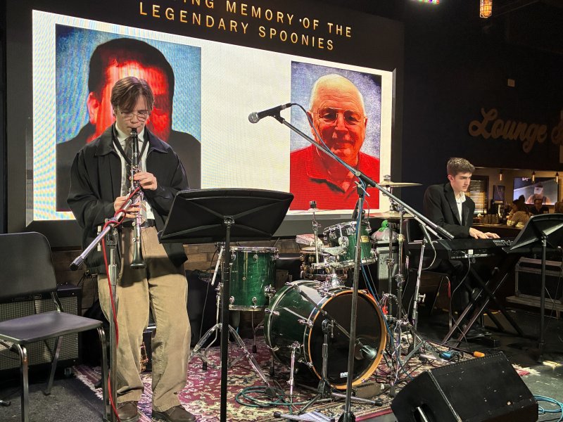 Reilly Choma on clarinet and Kellan Leposki on piano are students in the Cape High music program.