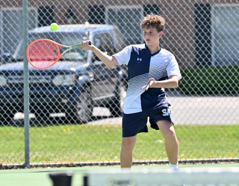 Sussex Academy’s Max Feinstein won his third-singles match.