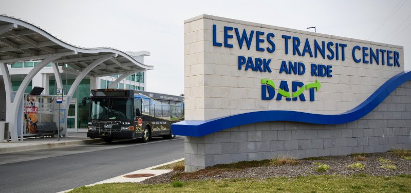 The Lewes Transit Center near Five Points is the hub of public transportation on the Route 1 corridor. RON MACARTHUR PHOTO