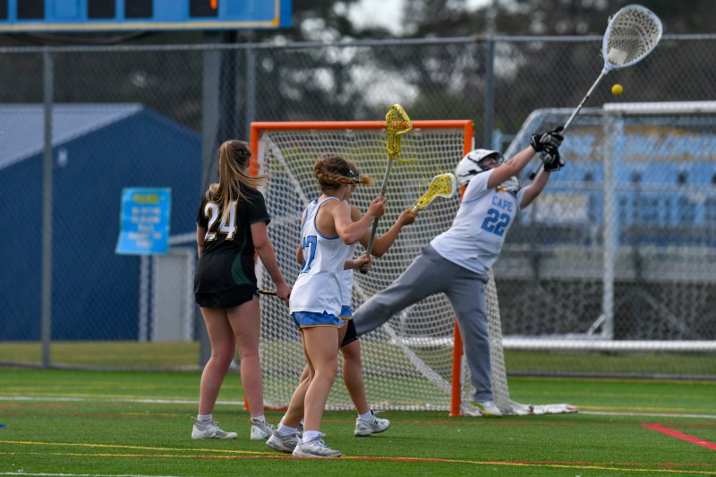 Dylan Peck makes a save.