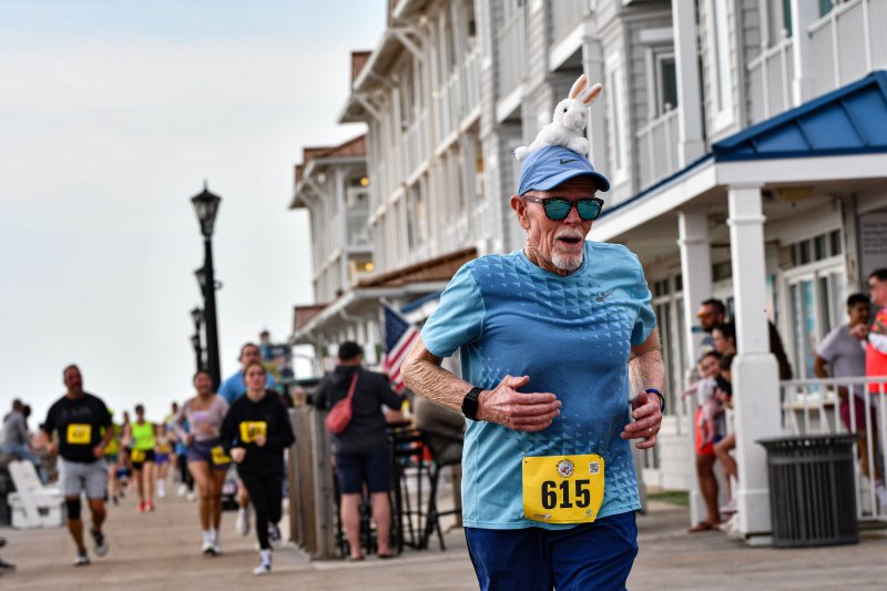 Jack Vassalotti, 74, finished the Bunny Palooza 5K in a time of 36:36.
