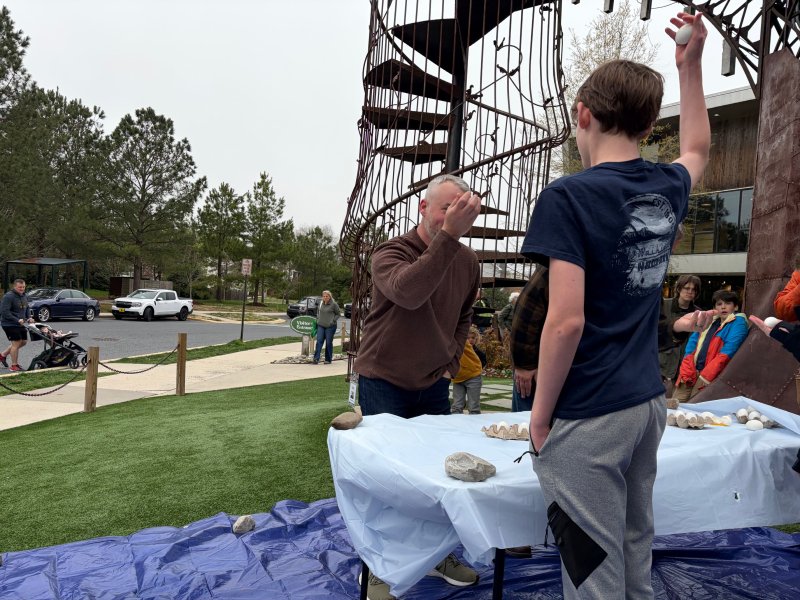 Zach Williams takes part in egg roulette, a game where competitors smash eggs against their forehead, and the last one to not break their egg wins.