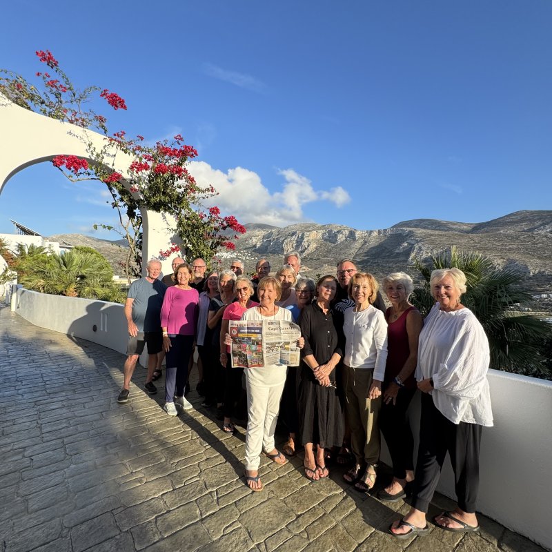 Traveling yogis strike a pose in Greece