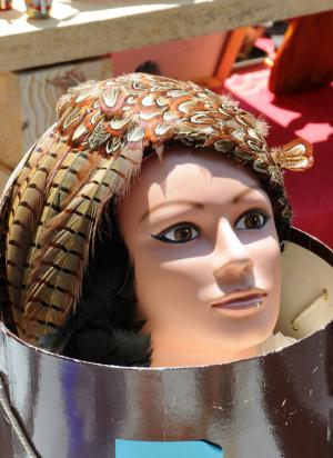 Some ladies would lose their head over this antique feather hat from Tom and Debbie Santmyer of Dagsboro .