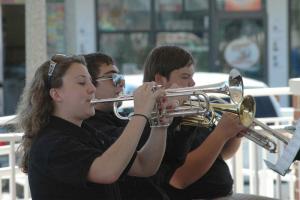 On trumpets for the Cape High Jazz Band are (l-r) Haley Will, Anthony Pittari, and Nick Priddy. BY STEVEN BILLUPS