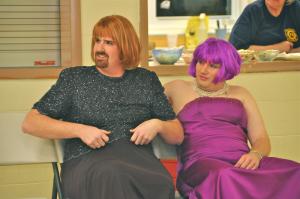 Joey "Josephine" Bradford, left, and Andy "Sweet Candy" Jones wonder what they have gotten themselves into as they wait for other contestants to be introduced. BY RON MACARTHUR
