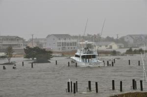 The banks of the Lewes-Rehoboth Canal overflow along Pilottown Road in Lewes during Monday morning's high tide. BY RON MACARTHUR