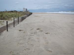 Even after Sandy there's plenty of beach left in Rehoboth. This photograph looks north from Prospect Street at the south end of the Boardwalk - usually the widest section of Rehoboth's beach.