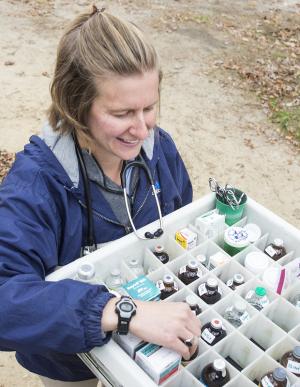 Prepared for almost any emergency, Dr. Christina Dayton Wall travels with the tools of her trade. BY DENY HOWETH