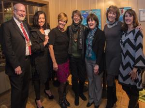 Gathered at the Delmarva Public Radio fundraising event are (l-r) Dana Whitehair, Delmarva Public Radio general manager; Cathy Deighan, sales manager; Gretchen Hansen, owner of Hobo's Restaurant; Angela Byrd, radio membership director; Barbara Kline, and Kathy Bernard, The Two Boomer Babes radio hosts; and Stefanie Gordy, Salisbury University major gifts officer. BY DENY HOWETH