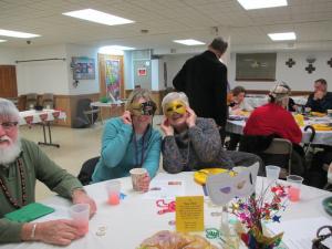 Dawn Huss, left, and Bernie Polinski can hide their faces but not their enthusiasm. SOURCE SUBMITTED