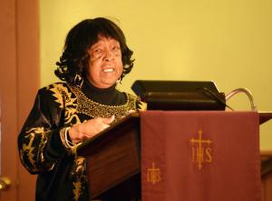 Leonia Robinson reminds congregants to tell stories of black Americans who are often overlooked for their contributions. BY DENY HOWETH