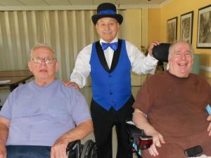 Visiting after the performance are (l-r) Melvin French, Rich Foti from Tapsations and Stephen Mashington. SOURCE SUBMITTED