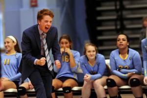 Cape coach Tyler Coupe gets pumped about the play of his Vikings team. BY DAN COOK