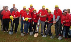 Home of the Brave board members and supporters broke ground Oct. 28 for a new facility for homeless female veterans in Milford. Shown in back are (l-r) Jeff Foust of Beracah, Mike Cotten of Cotten Engineering LLC, HOB board members and staff Dave Markowitz, David Strawbridge,Mary Ellen Vincent and Michelle Wheeler. In front are HOB board members Beth McGinn, Ed Feeley, Toni Bergfelder, Barbara Carrow, Al Weir, Cyndi McDougall, Jim Joyce and Ruth Irwin. BY MADDY LAURIA