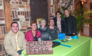 Welcoming supporters to the event are (l-r) Ed Goyda, Lewes library director; Candace Vessella, Colleen Small, Heather Lachmann, Rebecca Lowe and Adrian Nakayama. BY DENY HOWETH