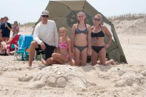 The Beam family, (l-r) Craig, Rylee, Paige and Karin of Harrisburg, PA created a turtle family. DENY HOWETH PHOTO
