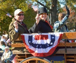 District 3 Sussex County Councilman-Elect I.G. Burton and his wife, Jullie, wave to the crowd. RON MACARTHUR PHOTO