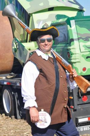 Mark Malatt, complete with mock blunderbuss, is part of the Yankee Doodle air cannon drum corps. RON MACARTHUR PHOTO