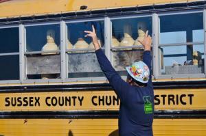 A crew member of Sussex County Chunkin District watches a shot from the team’s air cannon. RON MACARTHUR PHOTO
