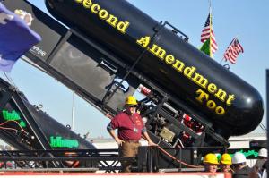 Chip Ferguson waits to fire his team’s air cannon Second Amendment II, which won the world title in 2011. RON MACARTHUR PHOTO