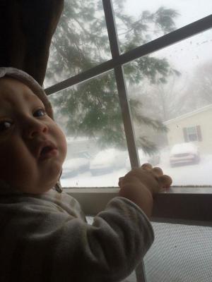 Joaquin L. Cortez’s first snow. He’s been curiously looking out the window wondering what that white stuff is. Submitted by Joaquin Cortez.
