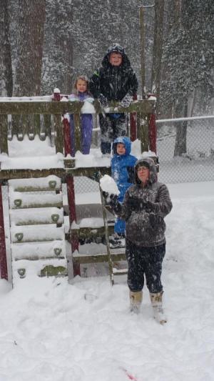 Chris, Charlotte, Paul and Tony having fun during the first snow of the season. JENNIFER MARCHETTI PHOTO