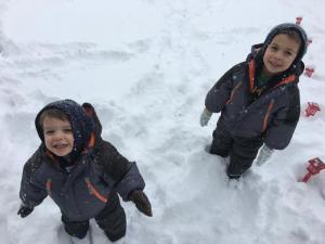 Austin and Nate Powell! Austin is enjoying his first snow day with his brother's help. SARAH POWELL PHOTO