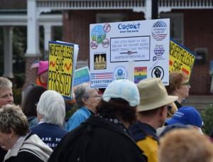 Many protestors brought their own signs to the rally in Georgetown.