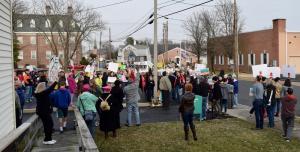 Following the rally in The Circle and a brief march, protestors gathered at the Sussex County Democratic headquarters on Pine Street to further discuss political issues.