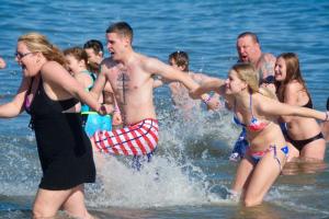 Even with a water temperature of 41 degrees and air temperature of nearly 50 degrees, the ocean is still a shock to the system.