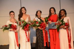 The top five contestants at the Miss Delaware Pageant are (l-r) fourth runner up Miss Dover, Donata Leckie; second runner up Miss Christiana, Michelle Ley; Miss Delaware 2017 Chelsea Bruce; first runner up Miss New Castle County, Emily Beale; and third runner up Miss Tri-County, Cierra Major Colazzo. Miss Delaware 2017