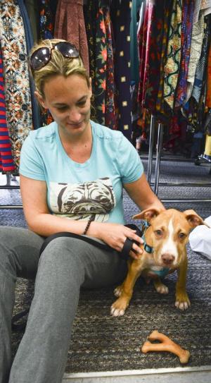 Valerie Rutt hangs out with Romeo during the event.