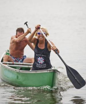 Rehoboth Beach Running Co.team members Mary Beth Evans and Bobby Hutton are having a blast but didn’t make it to the finals.