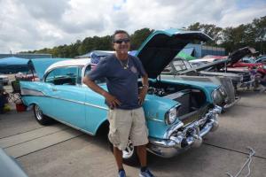 Standing with the first car he owned as a young man, a 1957 Chevy Bel Air, is Lou Collazo from Wilmington. Wings and Wheels