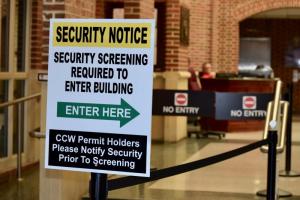 New security measures are underway at the Sussex County administrative building on The Circle in Georgetown. MADDY LAURIA PHOTO