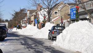 Because of huge snow piles, parking spaces are at a premium along Second Street in downtown Lewes. RON MACARTHUR PHOTO