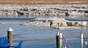 An iceberg in the canal? A large chunk of floating ice looks like an island in the Lewes-Rehoboth Canal near the old railroad bridge in Lewes. RON MACARTHUR PHOTO