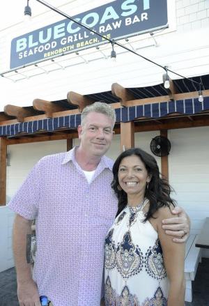 Michael Sprouse, host of Battle of the Beaches and the Chef ThrowDown, and Stacy Lamotta, event organizer, share a moment during the kickoff.