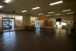 A large room is adjacent to the therapy room for group classes. Beebe Therapy Ribbon