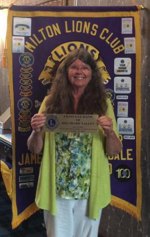 Lions Eye Bank of Delaware Valley Lifetime member shown is Diane Lockwood. Not pictured is Rose Marie Noble.