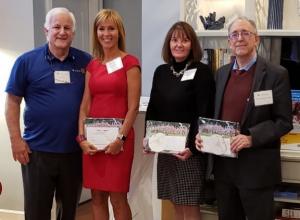 Show in the Hero awards presentation ceremony are (l-r) Dave Keller, Rotary club director; Jennifer Rittereiser, MPH, director of the Memory Ambassadors Program; Amy Bielicki, director of development for Christiana Care Health Systems; and Dr. James Ellison, MPH, The Swank Memory Foundation Endowed Chair in Memory Care & Geriatrics.