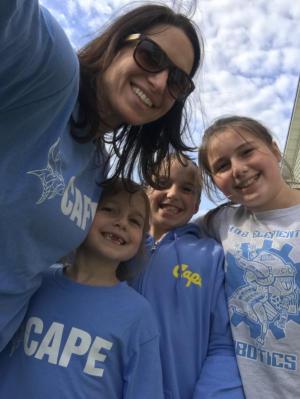 The Booth family (l-r) Lara, Mila, Bianca and Elena sport their Cape colors. Lara is Milton Elementary’s school nurse, and her children attend HOB.