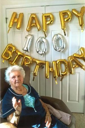 Florence Rhoads celebrated her 100th birthday at her home in Lewes.