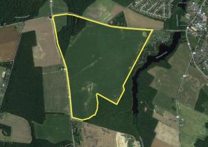 An overhead view of the 400 acres of land that could potentially be developed on Sand Hill Road. CHRIS FOSTER GRAPHIC